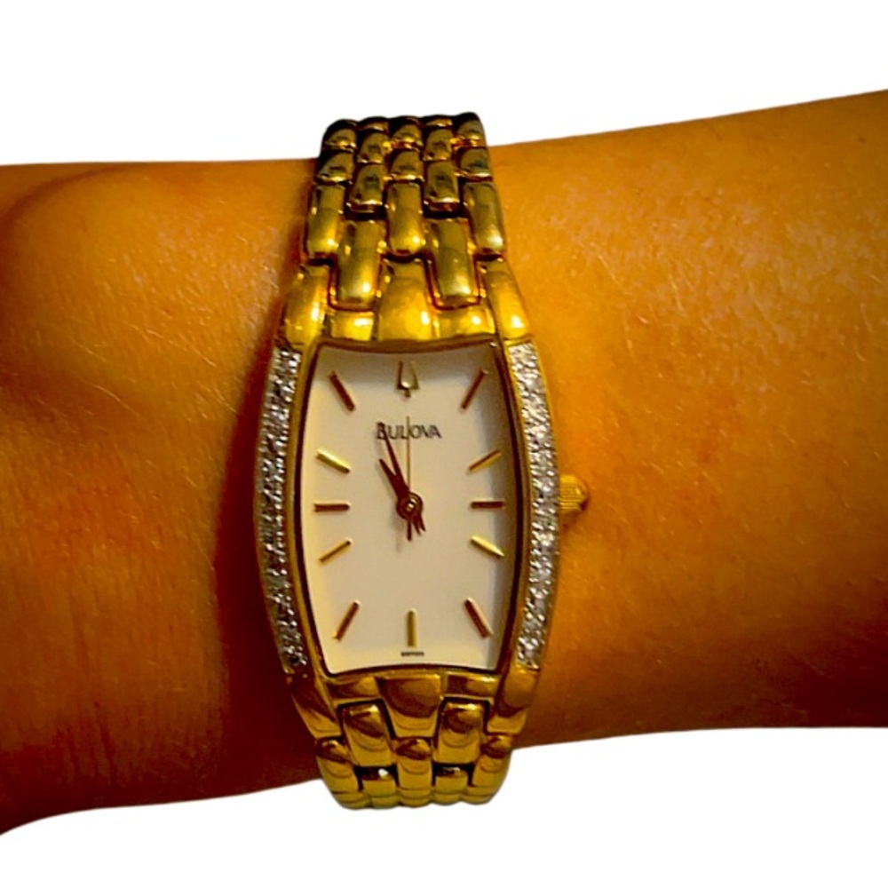 Bulova Gold and Silver Women's Watch with White Face